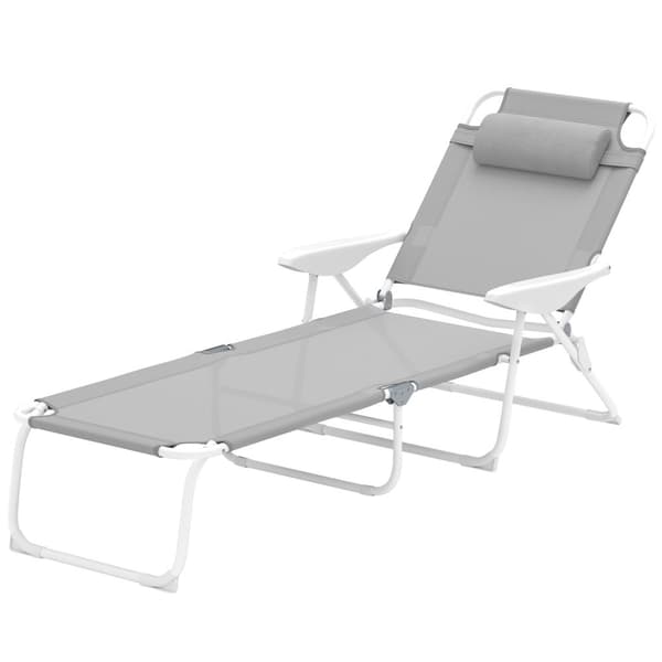 Solseng sammenleggbar hageseng med pute, fluktstol med 4-veis justerbar rygg, værbestandig campingseng, hagestol kan holde opptil 120 kg, for hage ute
