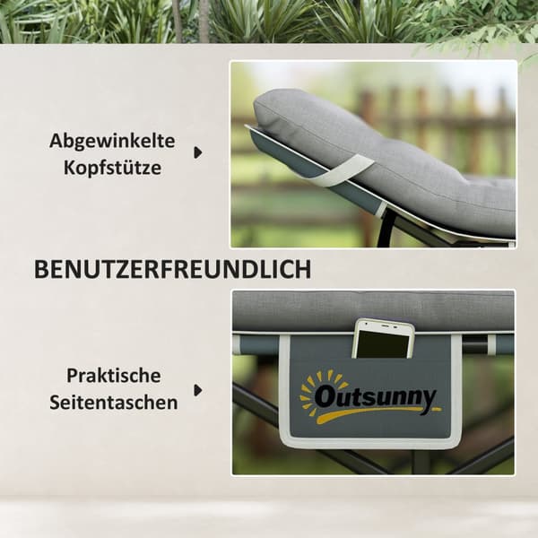 Feltseng sammenklappelig campingseng med madraspude sidelomme 190 x 65 x 37 cm camping liggestol til voksne gæsteseng op til 150 kg klapseng til udend