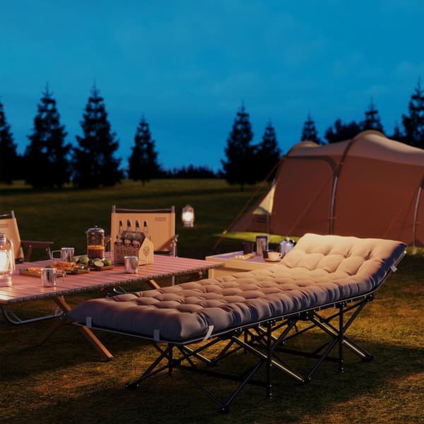Feltseng sammenklappelig campingseng med madraspude sidelomme 190 x 65 x 37 cm camping liggestol til voksne gæsteseng op til 150 kg klapseng til udend