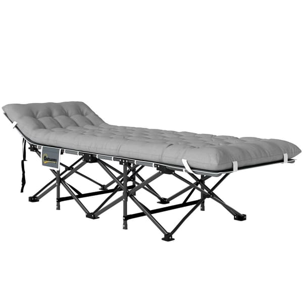 Feltseng sammenklappelig campingseng med madraspude sidelomme 190 x 65 x 37 cm camping liggestol til voksne gæsteseng op til 150 kg klapseng til udend