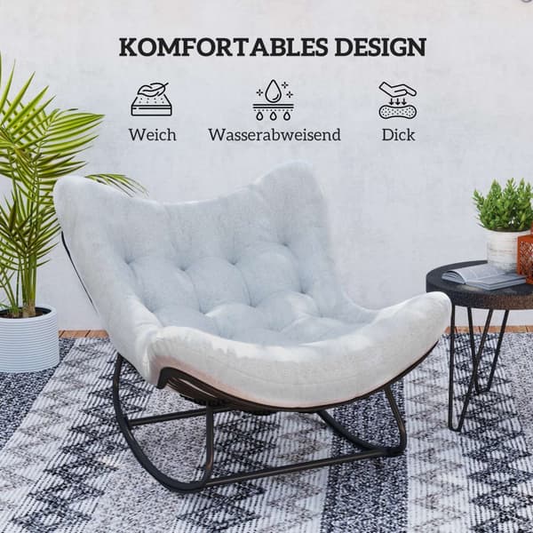 Rattan Gyngestol Havebænk med Stålramme Pude, Gyngebænk Havegynge Udendørsbænk Sæde Havemøbler Parkbænk til Have Patio Park 98 x 111 x 74 cm Grå |