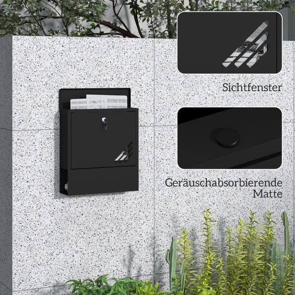Postkassevægpostkasse med lås, låg, kobberkerne, metalpostkasse, til udendørs brug, mørkegrå, 30 x 8,5 x 32,5 cm |