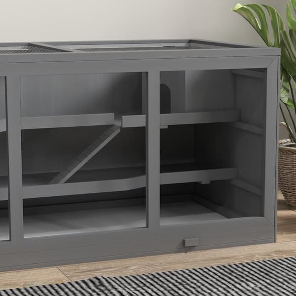 Dværghamsterbur Gnaverbur Smådyrhytte lavet af træ Musebur med trapper Smådyrsbur Gnavervilla Tre niveauer Grå 115 x 57 x 55 cm |