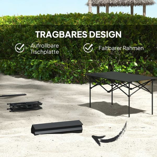 Campingbord klapbord med rullebordplade X-ramme havebord lavet af aluminium letvægts 2 personers sidebord klapbord til havebalkon camping 95 x 55cm so