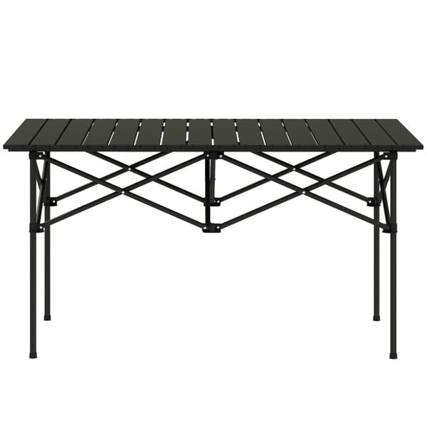 Campingbord klapbord med rullebordplade X-ramme havebord lavet af aluminium letvægts 2 personers sidebord klapbord til havebalkon camping 95 x 55cm so