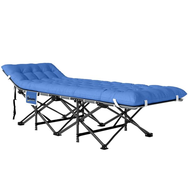 Sammenklappelig feltseng, campingseng med madras, pude, sidelomme, 190 x 65 x 37 cm, campingseng til voksne, gæsteseng op til 150 kg, klapseng til ude