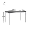 Miniatyrbild 4 av 10: Trädgårdsbord aluminium 120x70 cm väderbeständigt balkongbord med trälook, halkfritt buffébord campingbord för 4-6 personer uteplatsbord utematbord fö