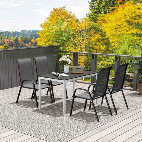 Trädgårdsbord aluminium 120x70 cm väderbeständigt balkongbord med trälook, halkfritt buffébord campingbord för 4-6 personer uteplatsbord utematbord fö
