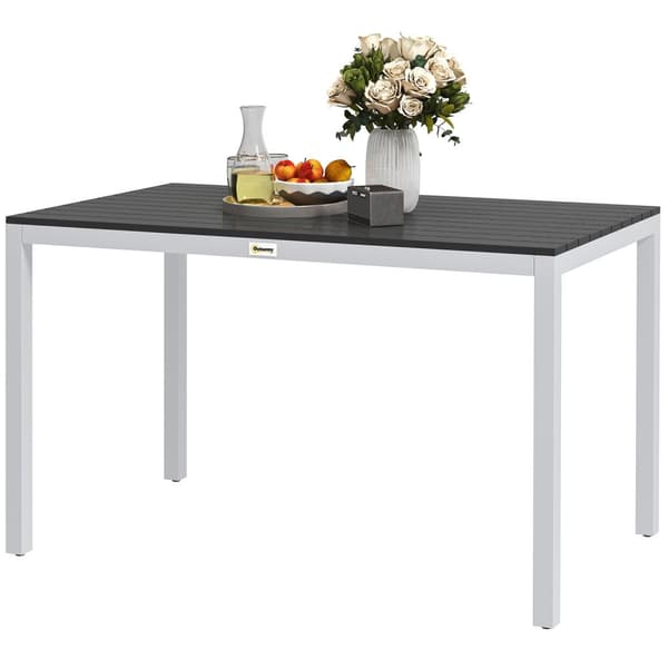 Trädgårdsbord aluminium 120x70 cm väderbeständigt balkongbord med trälook, halkfritt buffébord campingbord för 4-6 personer uteplatsbord utematbord fö