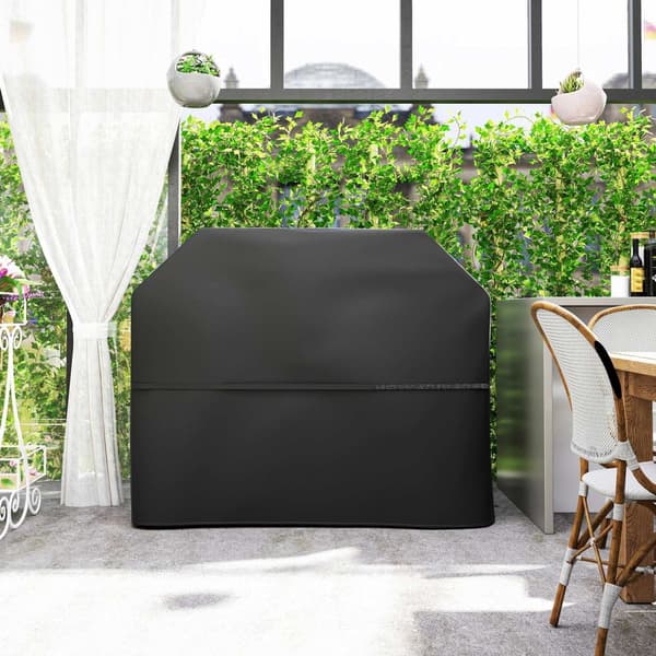 Grillikansi BBQ-kansi säänkestävä kaasugrilli kansi tarrakiinnitteillä, 600D Oxford, musta, 147 x 61 x 122cm |