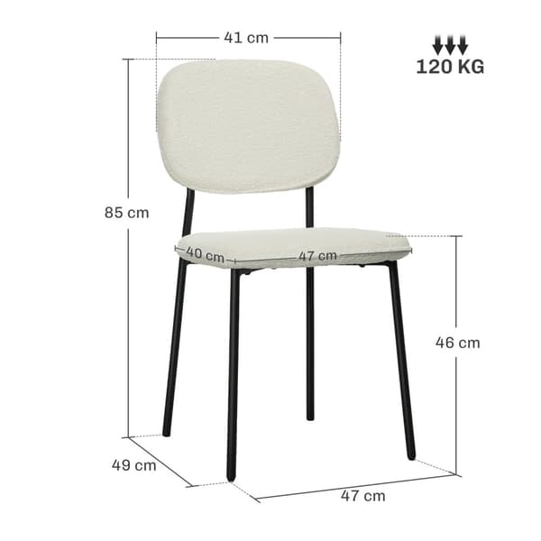 Spisestuestole Sæt med 4 køkkenstole med ryglæn Velvet Look Polstrede stole Stuestole med stålben til spisebord Hvid |