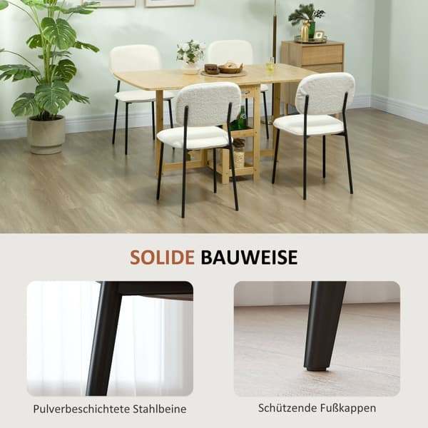 Spisestuestole Sæt med 4 køkkenstole med ryglæn Velvet Look Polstrede stole Stuestole med stålben til spisebord Hvid |