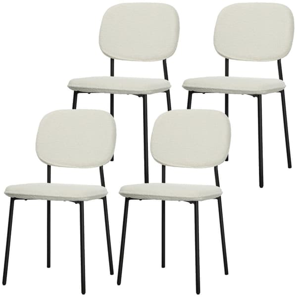 Spisestuestole Sæt med 4 køkkenstole med ryglæn Velvet Look Polstrede stole Stuestole med stålben til spisebord Hvid |