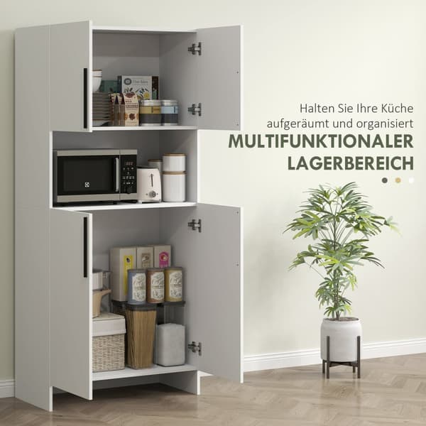 Kjøkkenskap, høyskap med mikrobølgeovnhylle, buffetskap med myklukkende dør, oppbevaringsskap, vitrineskap for kjøkken, spisestue, 79x40x175 cm hvit |