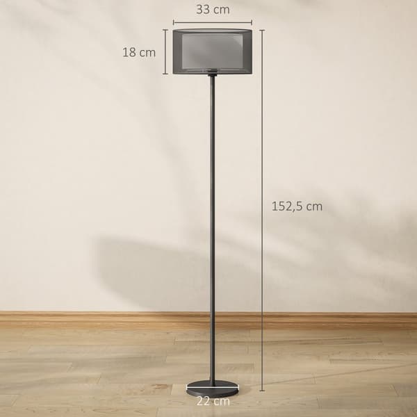 Golvlampa, golvlampa med E27-sockel, tvåfärgad tyglampskärm, golvlampa med fotkontakt, golvlampa för vardagsrum, sovrum, exklusive glödlampa, svart |