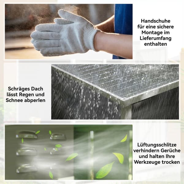 Verktøyskur i metall 2,3m² 142x184x181cm Verktøyskur med fundament Pent Takvindu Låsbare dørhansker Værbestandig hageskur Utendørs hageskur for hageba