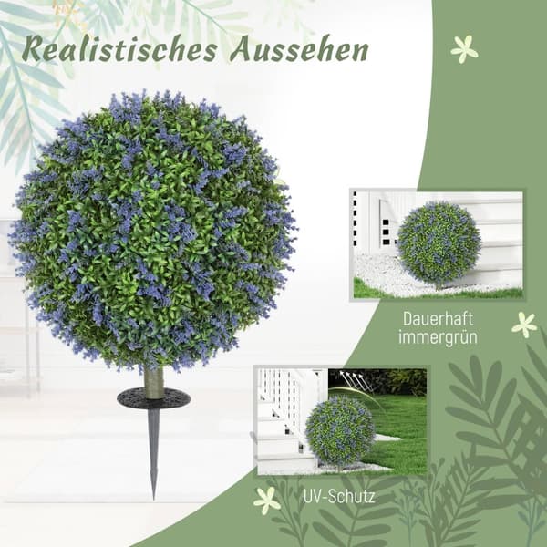 Sæt med 2 kunstige lavendel 60 cm kunstige planter med UV-beskyttelse Kunstig plante som ægte med jordindsats til soveværelse Stue Kontorhave Moderne