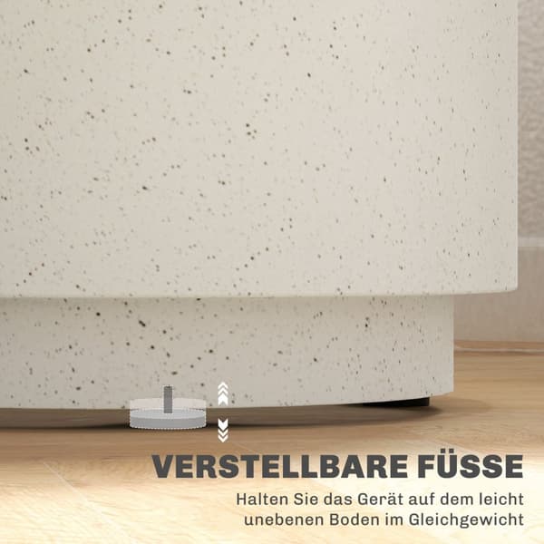 Sidebord, stuebord med steinlook, salongbord, sofabord, salongbord til stue, hage Ø37 ​​​​x 43 cm, kremhvit |