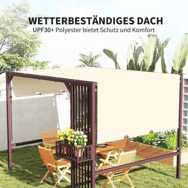 Pergola Gazebo 3x2,5m UV 30+Stabil Vintertæt Solbeskyttelse med Justerbart Skydetag Privacy Skærmplanter Fritstående Havepavillon Patio Balkon til hav