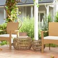 Miniatyrbilde 3 av 10: Sett med 2 sidebord polyrattan Ø66/42 cm rundt værbestandig hagebord med glassplate utendørs balkongbord salongbord hagemøbler til hage, balkong brun
