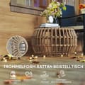 Miniatyrbilde 6 av 10: Sett med 2 sidebord polyrattan Ø66/42 cm rundt værbestandig hagebord med glassplate utendørs balkongbord salongbord hagemøbler til hage, balkong brun
