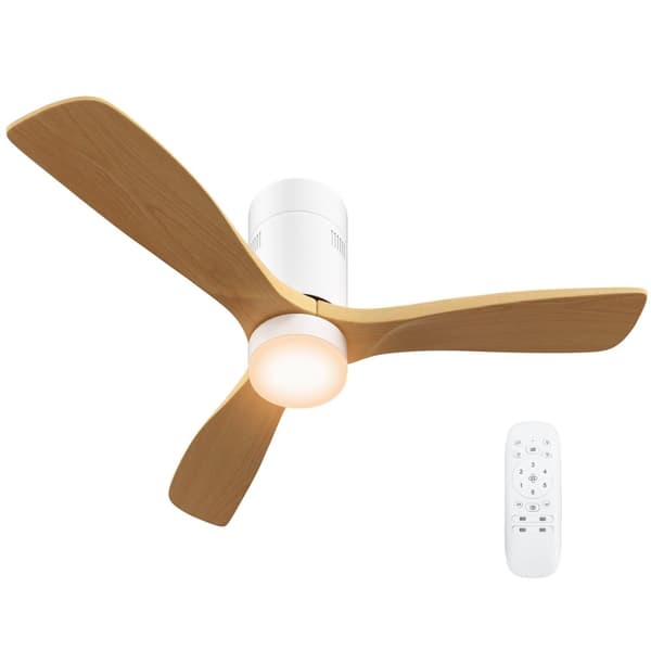 Loftsventilator med belysning og fjernbetjening 117 cm LED-lampe med blæser, 3 blade, vendbar DC-motor, 3 lysfarver, 6 hastigheder, timer til sovevære