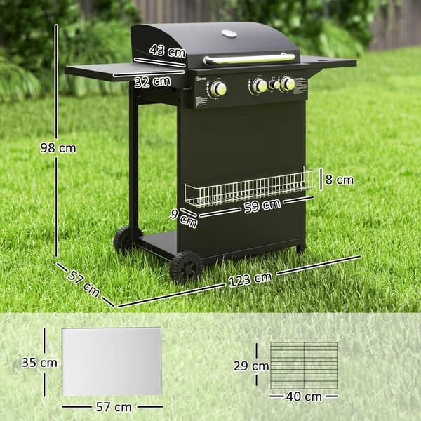 Kaasugrilli 9,5 KW grillkärry sisältää 4 poltinta sivulieden rullan paineenalentimen kaasuletkun kansi 2 lämmitysaluetta lämpömittari sivuhyllyt, BBQ