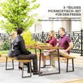 Miniatyrbild 5 av 10: 3-delad matgrupp i trä för 6 personer, matbord med 2 bänkar, paraplyhål, matsalsgrupp med träbord, köksbordsset, balkongmöbler, trädgårdsmöbler för te