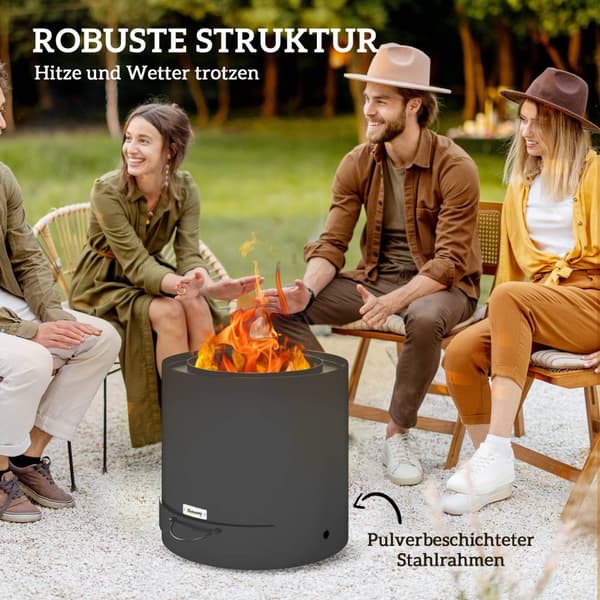 Bålskål Ø45 x 42cm laget av stål bålpanne med pokeraskebrett bålskåler for hage, balkongterrasse, utendørs BBQ camping svart |