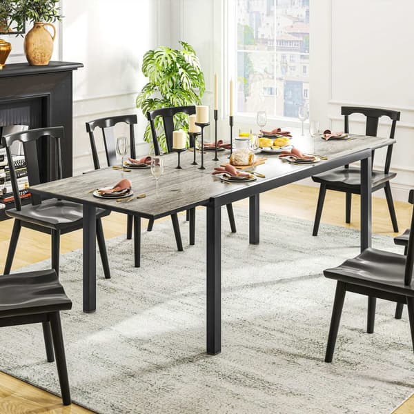 Puutarhapöytä jatkettava ruokapöytä 6-8 hengelle, 160/240 x 90cm alumiininen parvekepöytä puisella ilmeellä, säänkestävä patiopöytä, ulkobuffet puutar