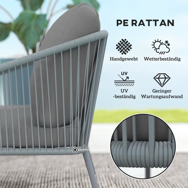 Havesofa med hynder 2-personers Rattan Sofa Lounge Sofa Udendørs Balkon Sofa Rattan Sofa Have Lounge Polyrattan Havemøbler Balkonmøbler 112 x 72 x 76