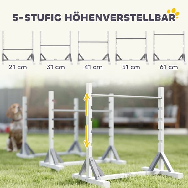 Agility-sæt Hunde 4-delt Agility-udstyr til hundetræning Hækkesæt med højdejusterbare hække Dæk Træningstilbehør Koordinationstræning Agility-sæt til