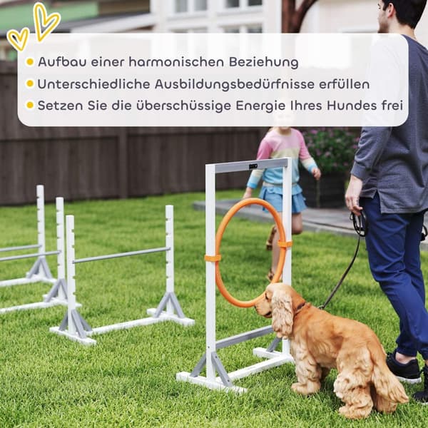 Agility-sæt Hunde 4-delt Agility-udstyr til hundetræning Hækkesæt med højdejusterbare hække Dæk Træningstilbehør Koordinationstræning Agility-sæt til