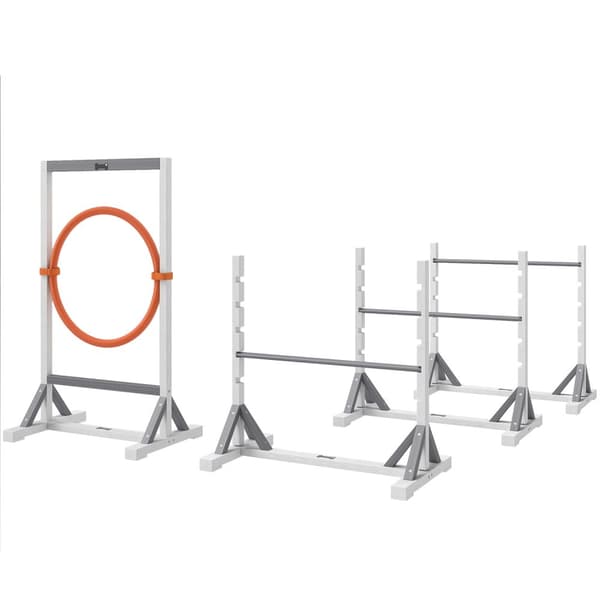 Agility-sæt Hunde 4-delt Agility-udstyr til hundetræning Hækkesæt med højdejusterbare hække Dæk Træningstilbehør Koordinationstræning Agility-sæt til