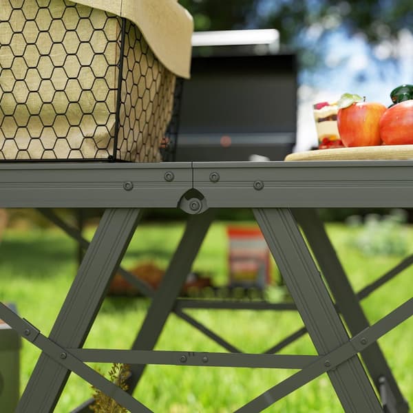 Campingbord, høydejusterbart, sammenleggbart bord med metallgitter, sammenleggbart hagebord laget av aluminium, lett, multifunksjonelt bord, sidebord