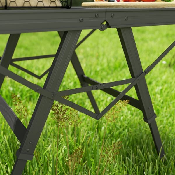 Campingbord, høydejusterbart, sammenleggbart bord med metallgitter, sammenleggbart hagebord laget av aluminium, lett, multifunksjonelt bord, sidebord