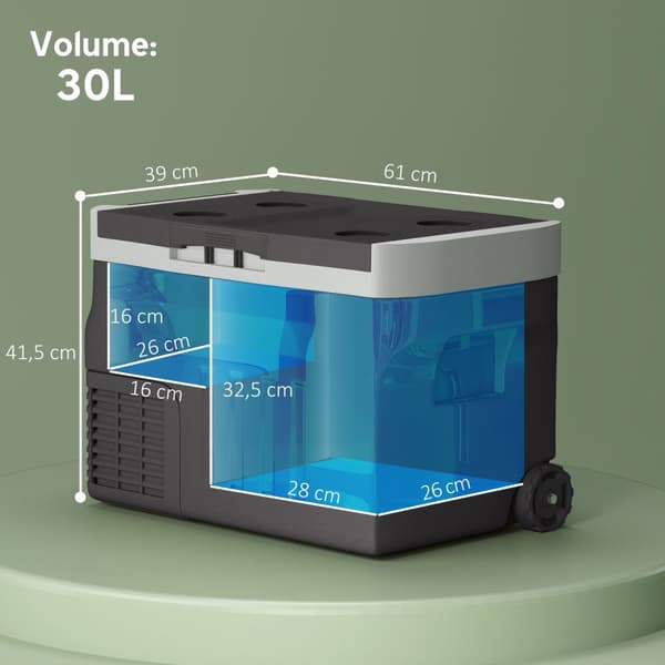 30 litran kompressorin kylmälaatikko sähköinen jäähdytyslaatikko LED ECO-tilaliitännällä viileäpitotoiminto pakastinrasia thermobox minijääkaappi 12/2