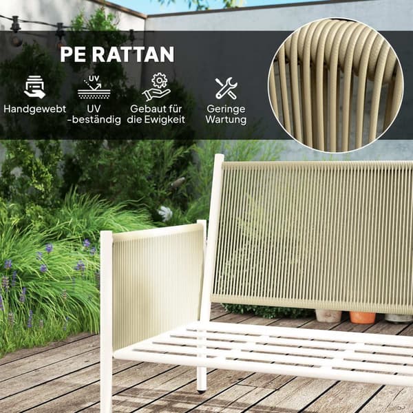 Hagemøbelsett laget av polyrattan salongsett med 2 sofastoler glassbordputer værbestandig sittegruppe for 4 personer utebalkongmøbelsett terrassemøble
