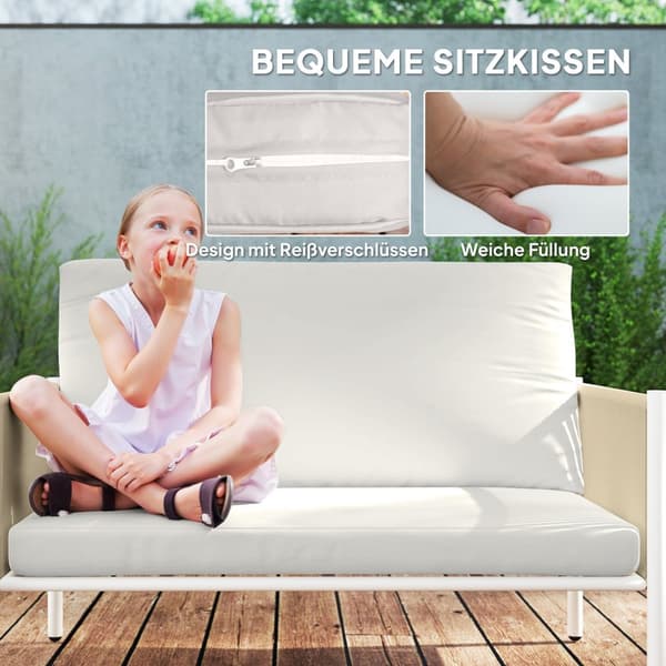 Hagemøbelsett laget av polyrattan salongsett med 2 sofastoler glassbordputer værbestandig sittegruppe for 4 personer utebalkongmøbelsett terrassemøble