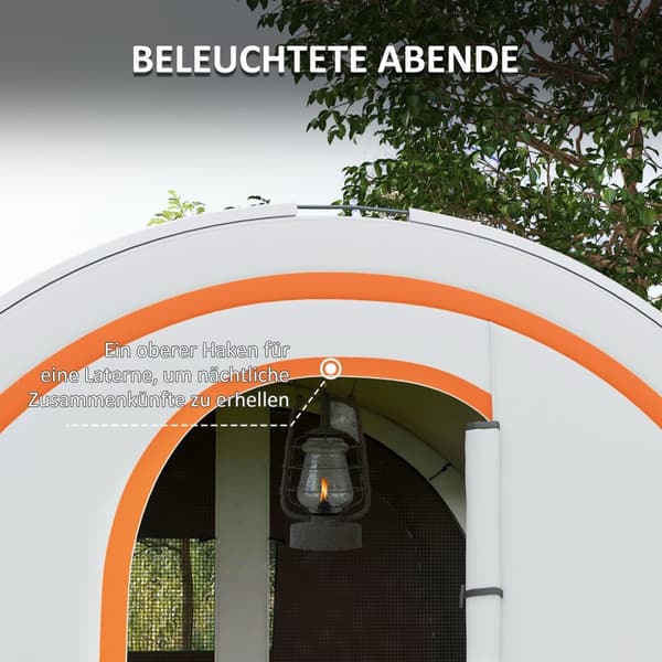 Tunneltelt, campingtelt for 6 personer, med 2 rom, lyskrok, gruppetelt med bæreveske, 3000mm vannavstøtende familietelt, til hage, campingplass, kremh