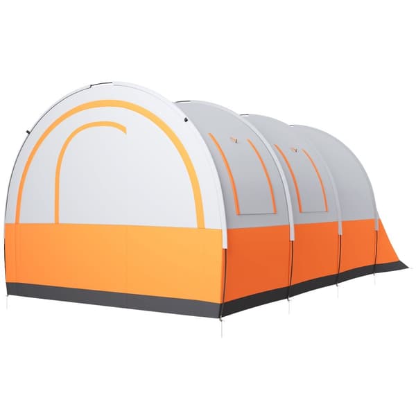 Tunneltelt, campingtelt for 6 personer, med 2 rom, lyskrok, gruppetelt med bæreveske, 3000mm vannavstøtende familietelt, til hage, campingplass, kremh