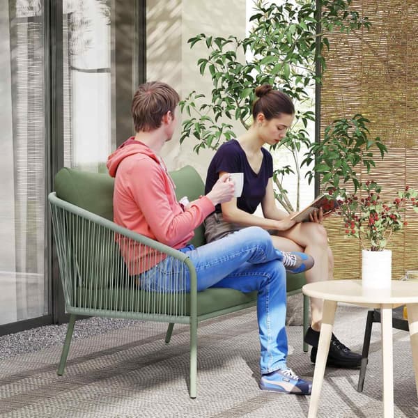 Havesofa med hynder 2-personers Rattan Sofa Lounge Sofa Udendørs Balkon Sofa Rattan Sofa Have Lounge Polyrattan Havemøbler Balkonmøbler 112 x 72 x 76
