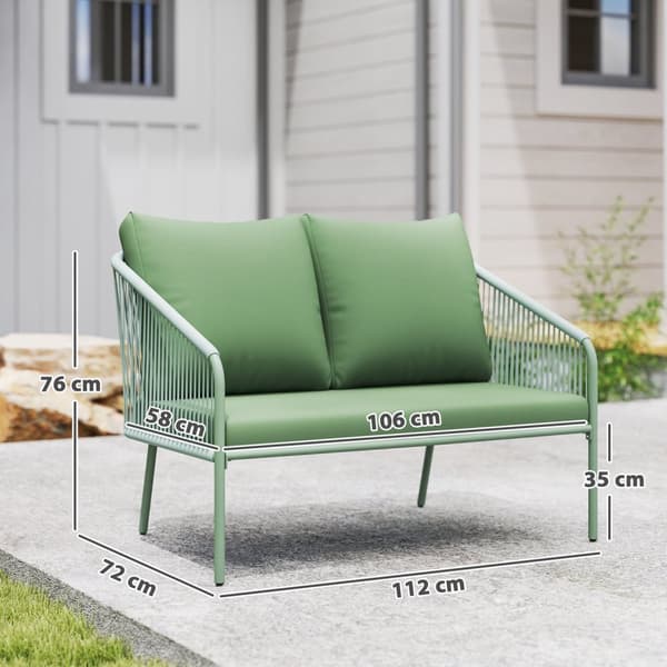 Havesofa med hynder 2-personers Rattan Sofa Lounge Sofa Udendørs Balkon Sofa Rattan Sofa Have Lounge Polyrattan Havemøbler Balkonmøbler 112 x 72 x 76