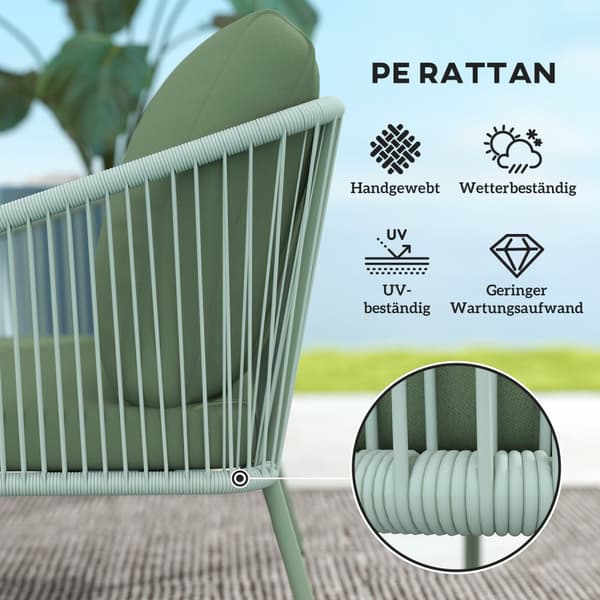 Havesofa med hynder 2-personers Rattan Sofa Lounge Sofa Udendørs Balkon Sofa Rattan Sofa Have Lounge Polyrattan Havemøbler Balkonmøbler 112 x 72 x 76