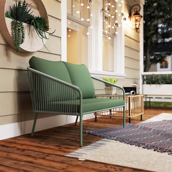 Havesofa med hynder 2-personers Rattan Sofa Lounge Sofa Udendørs Balkon Sofa Rattan Sofa Have Lounge Polyrattan Havemøbler Balkonmøbler 112 x 72 x 76