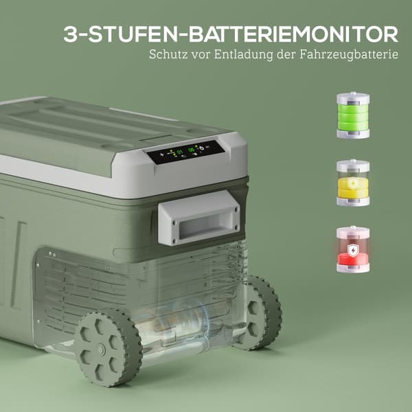 33 liter kompressor køleboks el køleboks med LED rulle kølefunktion stille fryseboks termoboks minikøleskab 12/230 volt til bilstikkontakt lastbil cam