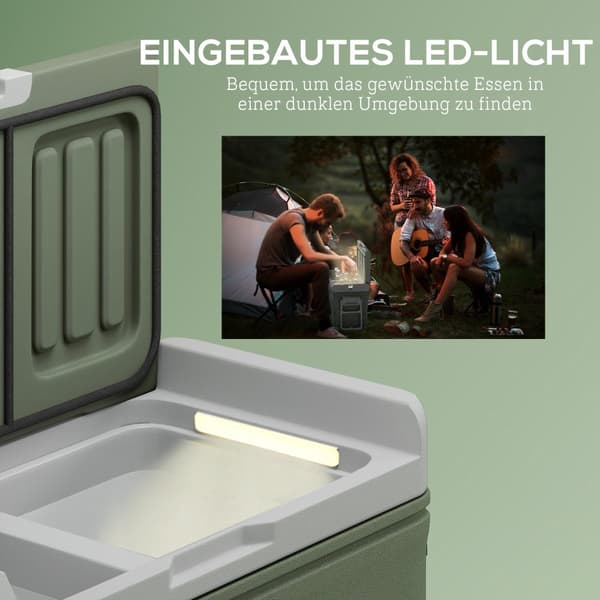 33 liter kompressor køleboks el køleboks med LED rulle kølefunktion stille fryseboks termoboks minikøleskab 12/230 volt til bilstikkontakt lastbil cam