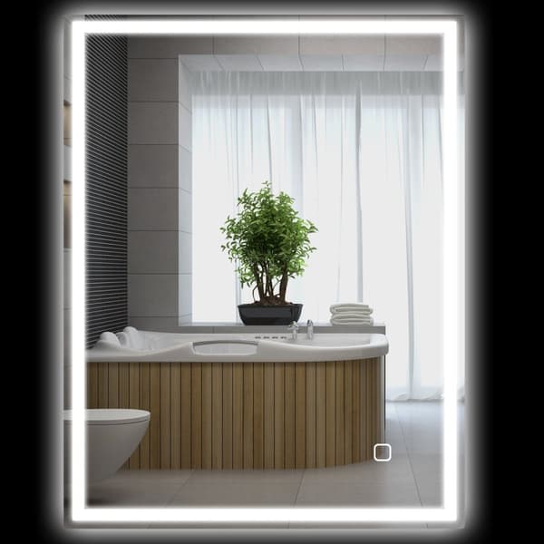 Baderomsspeil med belysning 90x70 cm LED speil veggspeil med minnefunksjon 3 lysfarger Tåkefritt lysspeil med berøringsbryter sølv |