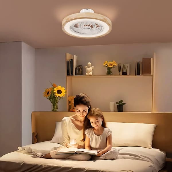 Takvifte med belysning fjernkontroll LED vifte taklys dimbar med RGB farge, 6 hastigheter 40 W lampe med vifte, reversibel timer for soverom naturlig