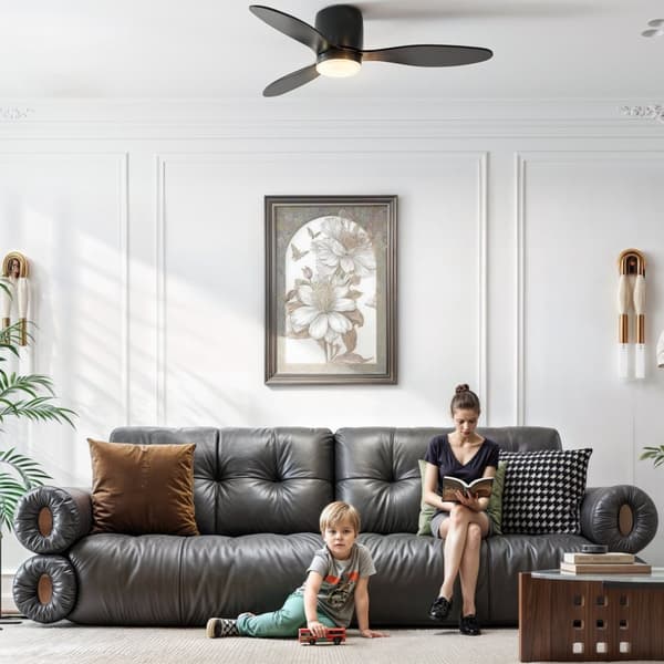 Loftsventilator med belysning og fjernbetjening 115 cm LED-lampe med ventilator, vendbar DC-motor, 3 blade, 3 lysfarver, 6 hastigheder, timer loftsven